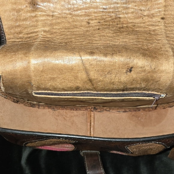 Brown Leather Crossbody Bag with Multicolor Accent - Picture 4 of 8